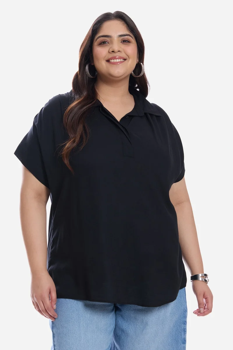 فيرجيو Solid Viscose Popover Oversized Plus Size Shirt for Women