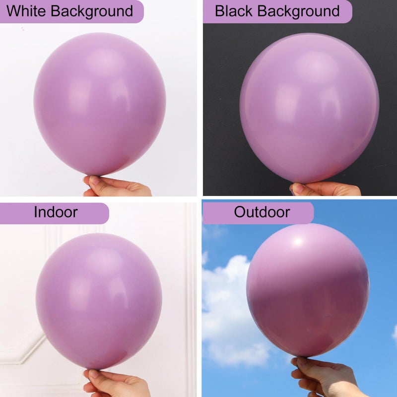 RUBFAC Dusty Purple Balloons 129pcs Different Sizes Pack of 18 12 10 5 Inch, Latex Light Lavender Lilac Purple Balloon Garland Arch Kit for Wedding Baby Shower Gender Reveal Birthday Party - Image 4