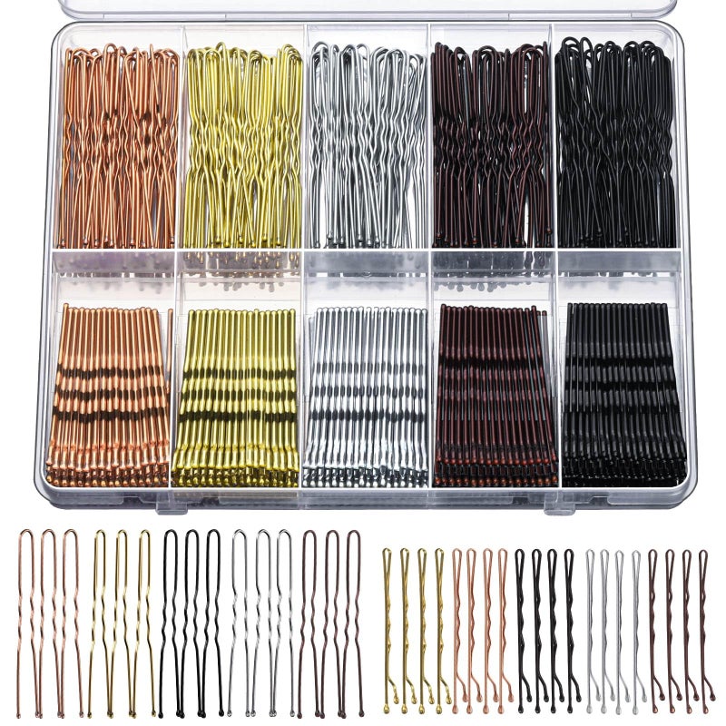 YGDZ 400 Counts Bobby Pins Bun Hair Pins Set, 2inch Bobby Pins for Women, 2.36inch U Shaped Hair Pins for Buns, 5 Colors Brown Blonde Black Hair Accessories for Hair Styling - Image 1