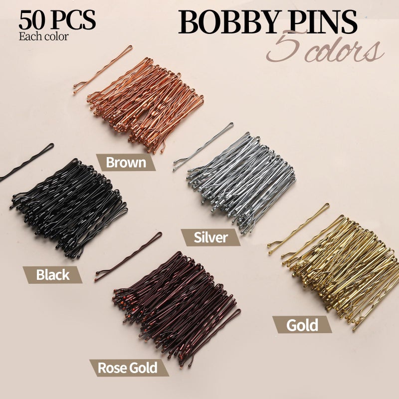 YGDZ 400 Counts Bobby Pins Bun Hair Pins Set, 2inch Bobby Pins for Women, 2.36inch U Shaped Hair Pins for Buns, 5 Colors Brown Blonde Black Hair Accessories for Hair Styling - Image 5