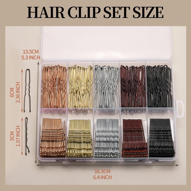 YGDZ 400 Counts Bobby Pins Bun Hair Pins Set, 2inch Bobby Pins for Women, 2.36inch U Shaped Hair Pins for Buns, 5 Colors Brown Blonde Black Hair Accessories for Hair Styling - Image 4