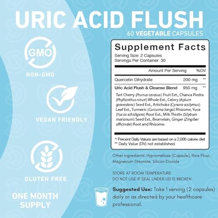 PUREFINITY Uric Acid Flush & Cleanse Capsules – Daily Joint Support for Adults with Tart Cherry Extract, Turmeric, Celery Seed, Chanca Piedra, and Bromelain (30 Count) - Image 4