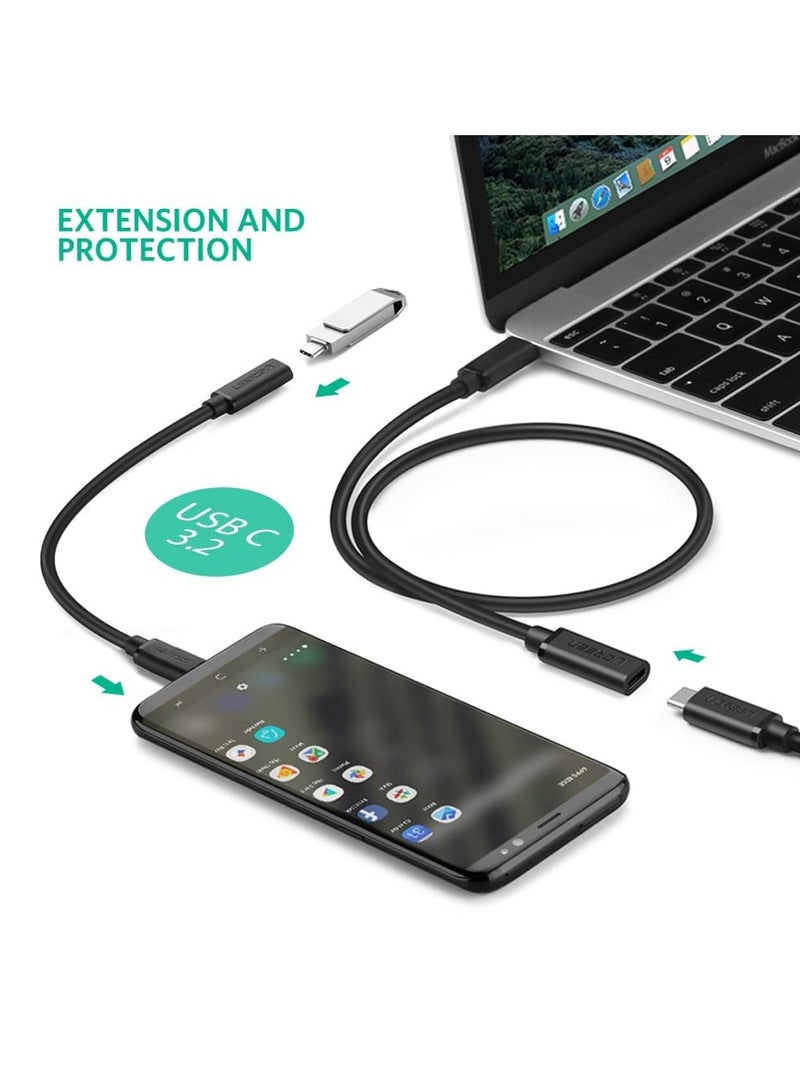 UGREEN USB-C/M to USB-C/F Gen2 5A Extension Cable 1m (Black) - Image 3