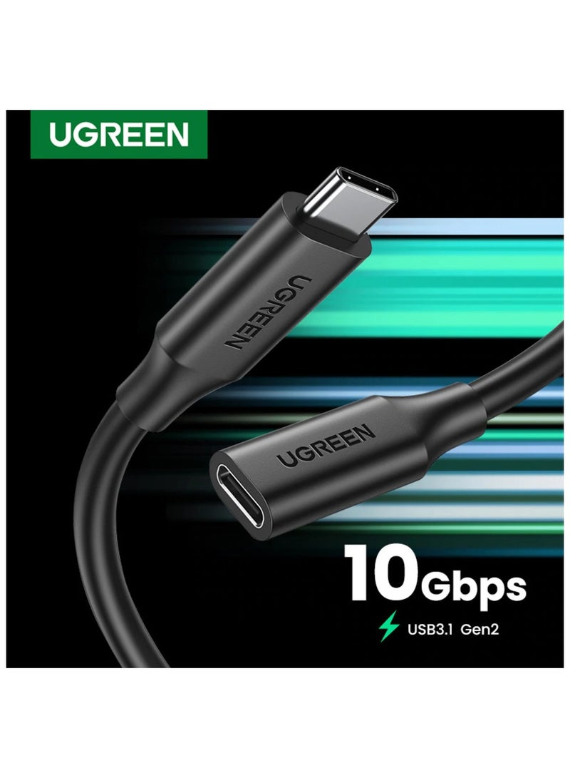 UGREEN USB-C/M to USB-C/F Gen2 5A Extension Cable 1m (Black) - Image 2