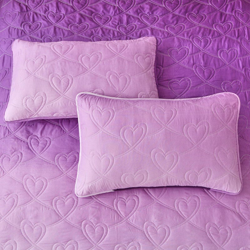 Xruibed Purple Quilt Set Queen Ombre Quilt Sets Reversible Bedding Set 3PCs Summer Lightweight Microfiber Bedspread Coverlet Sets for All Season (96''x90'') - Image 4
