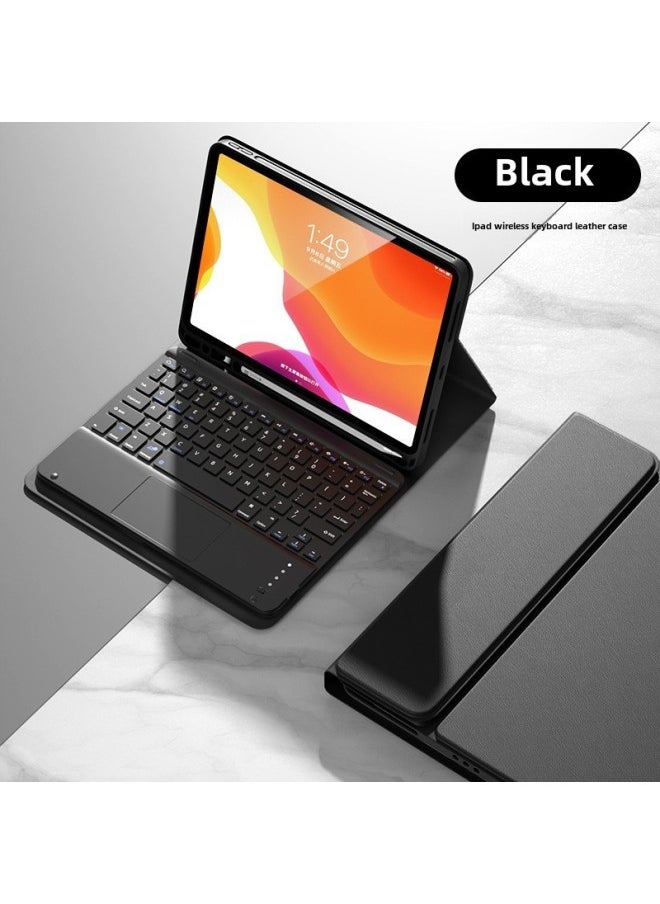 Generic For IPad10 Generation Protective Case Magnetic Suction With Pen Slot Pro11 Bluetooth Keyboard Mouse 9 Generation Tablet Protective Case-Color:Mysterious Black-leather Case Touch Keyboard-Applicable Model:iPad Pro12.9 Inch 2022/21/20/18 Universal  - Image 1