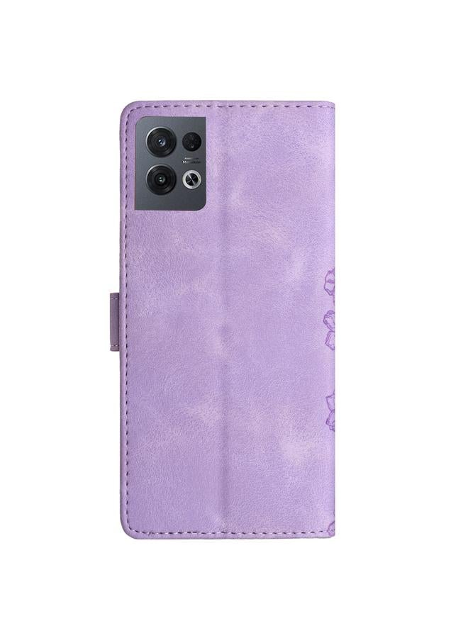 S-TOP Case For OPPO Reno8 Pro 5G Global Cherry Blossom Butterfly Skin Feel Embossed PU Phone Case - Image 3