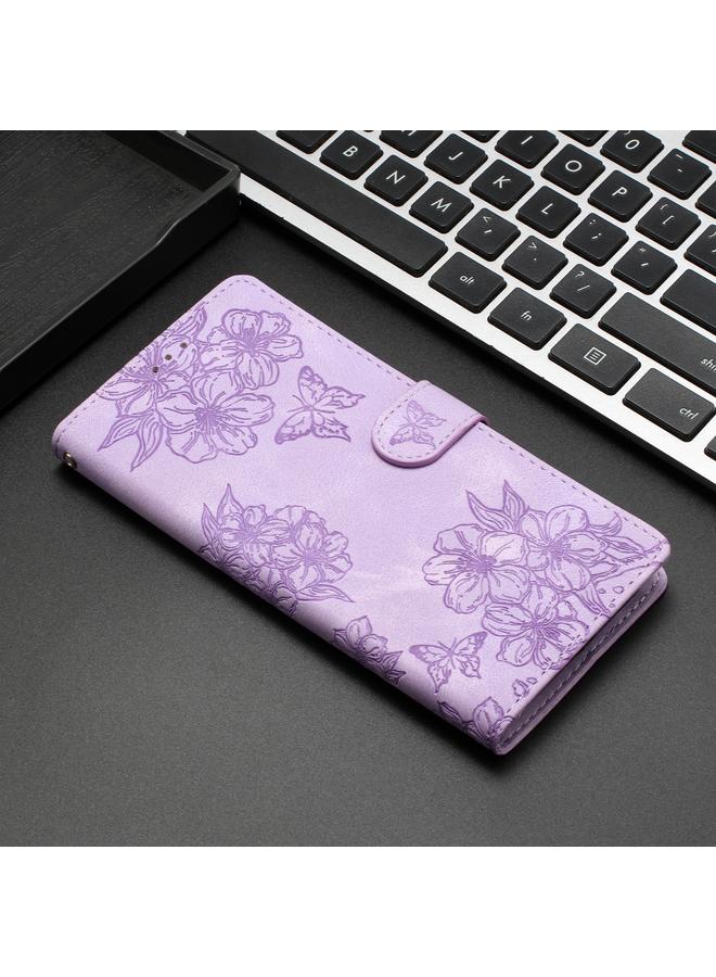 S-TOP Case For OPPO Reno8 Pro 5G Global Cherry Blossom Butterfly Skin Feel Embossed PU Phone Case - Image 2
