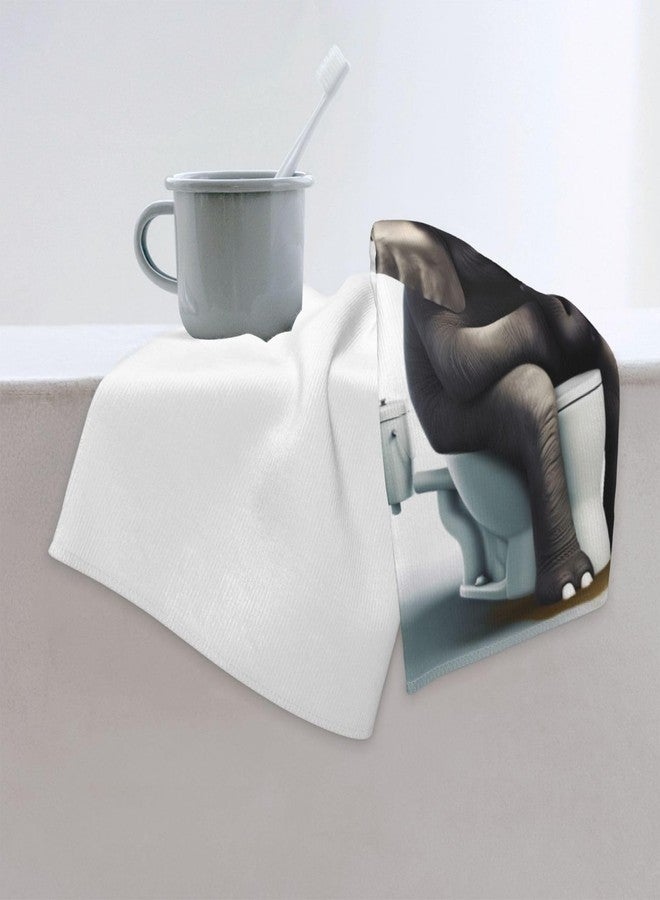 Mount Hour Elephant Sitting on The Toilet Hand Towels Funny Animals Face Towel Guest Towel Portable Kitchen Tea Dish Towels Washcloths Bathroom Decor Housewarming Gifts 15.7" X 27.5" - Image 5