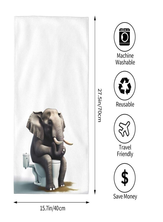 Mount Hour Elephant Sitting on The Toilet Hand Towels Funny Animals Face Towel Guest Towel Portable Kitchen Tea Dish Towels Washcloths Bathroom Decor Housewarming Gifts 15.7" X 27.5" - Image 3