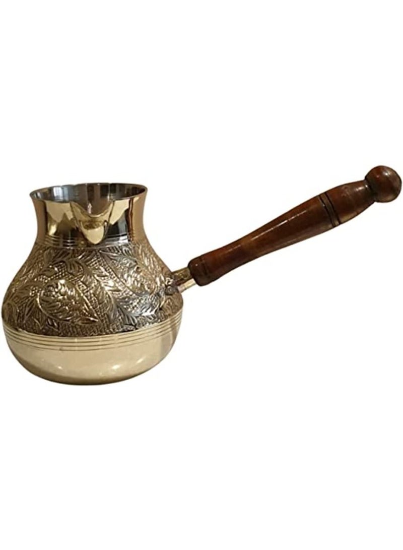 QUESERA إبريق القهوة التركية جازوة إبرق عربي يوناني جازفي تركي نحاسي بمقبض خشبي - Image 1