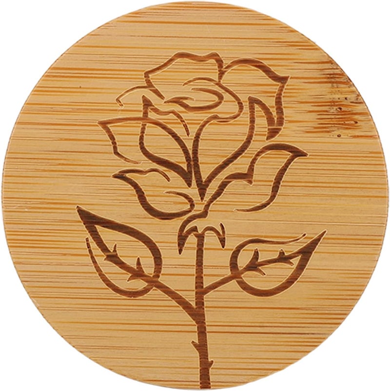 6Pcs Jar Wood Lid Set, Bamboo Cover for Storage Jars, Easy to Clean with Silicone Sealing Rings and Rose Pattern, Perfect for Yogurt Jars and Small Containers - Image 5