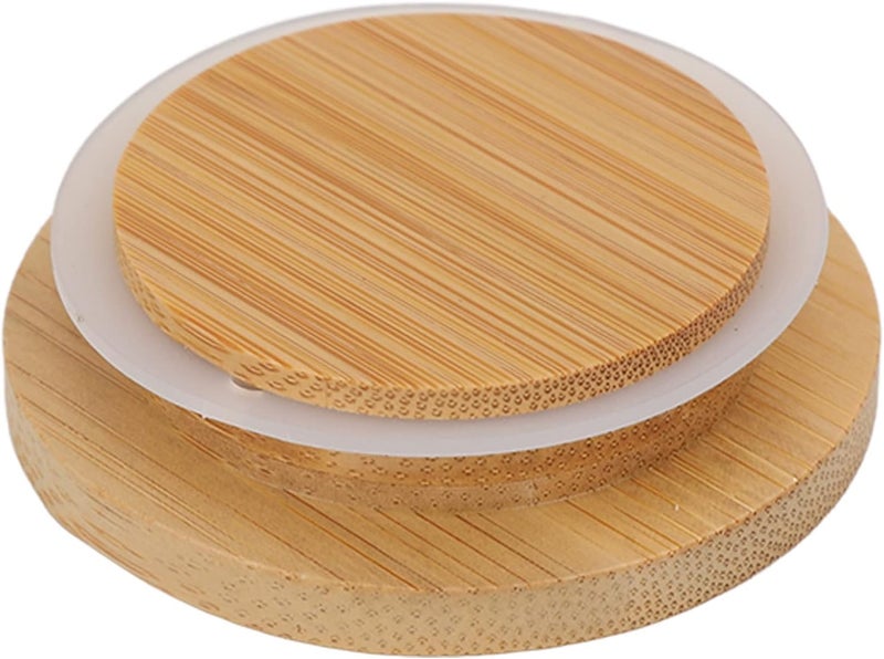 6Pcs Jar Wood Lid Set, Bamboo Cover for Storage Jars, Easy to Clean with Silicone Sealing Rings and Rose Pattern, Perfect for Yogurt Jars and Small Containers - Image 3