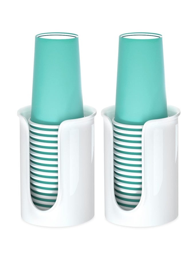 BYAWAY 2 Pack Bathroom Cup Dispenser 3 oz Countertop - Convenient Paper Cup Holder for Mouthwash Cups - Easy to Use Cup Dispenser for Bathroom - Paper Cup Dispenser and Bathroom Cup Holder（White） - Image 1