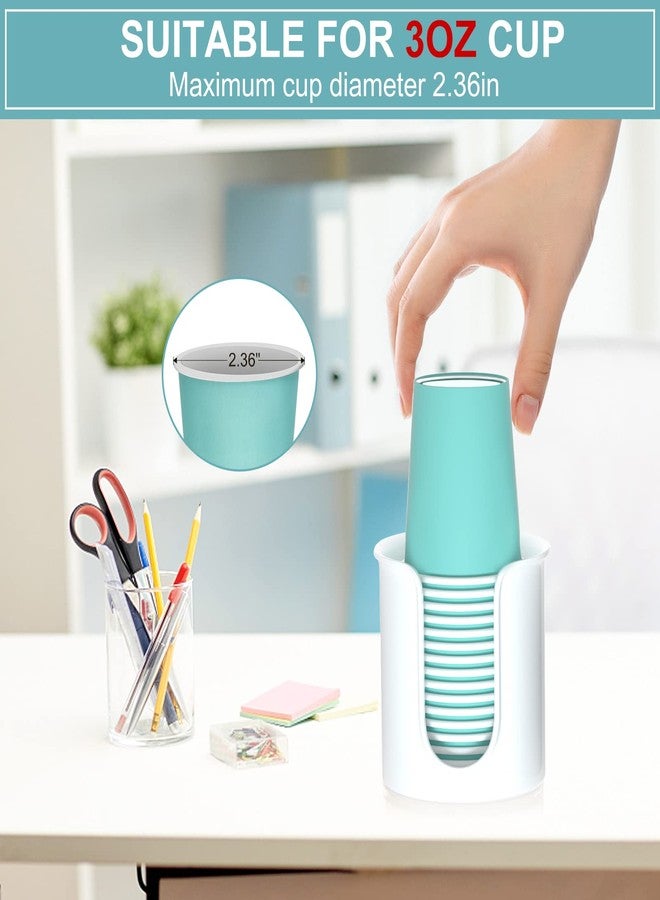 BYAWAY 2 Pack Bathroom Cup Dispenser 3 oz Countertop - Convenient Paper Cup Holder for Mouthwash Cups - Easy to Use Cup Dispenser for Bathroom - Paper Cup Dispenser and Bathroom Cup Holder（White） - Image 3