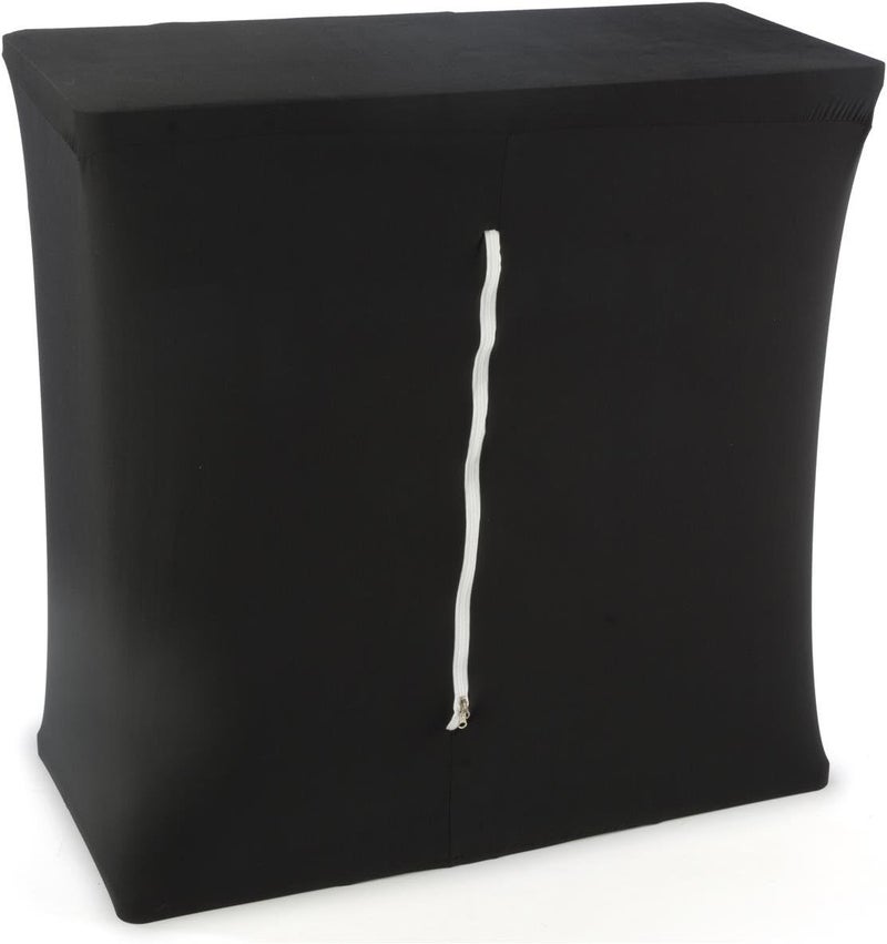 Displays2go Portable Trade Show Counter Kiosk with Pop Up Stand 38W x 385H Stretch Cover Wheeled Case - Image 3