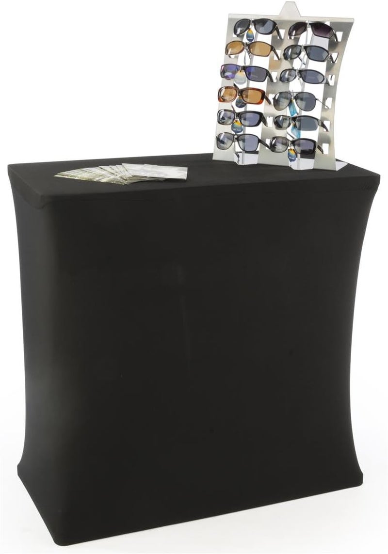Displays2go Portable Trade Show Counter Kiosk with Pop Up Stand 38W x 385H Stretch Cover Wheeled Case - Image 1