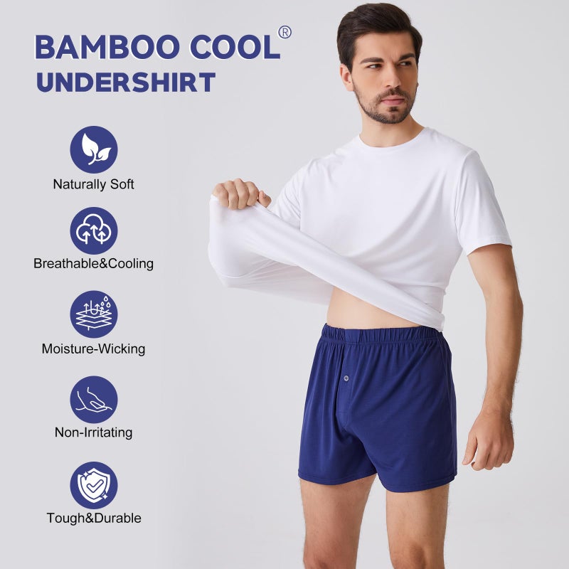 BAMBOO COOL Men's Undershirts for Men Pack,Moisture-Wicking Tees,Stretch Crew Neck Soft T-Shirts(White, 3 Pack) - Image 4