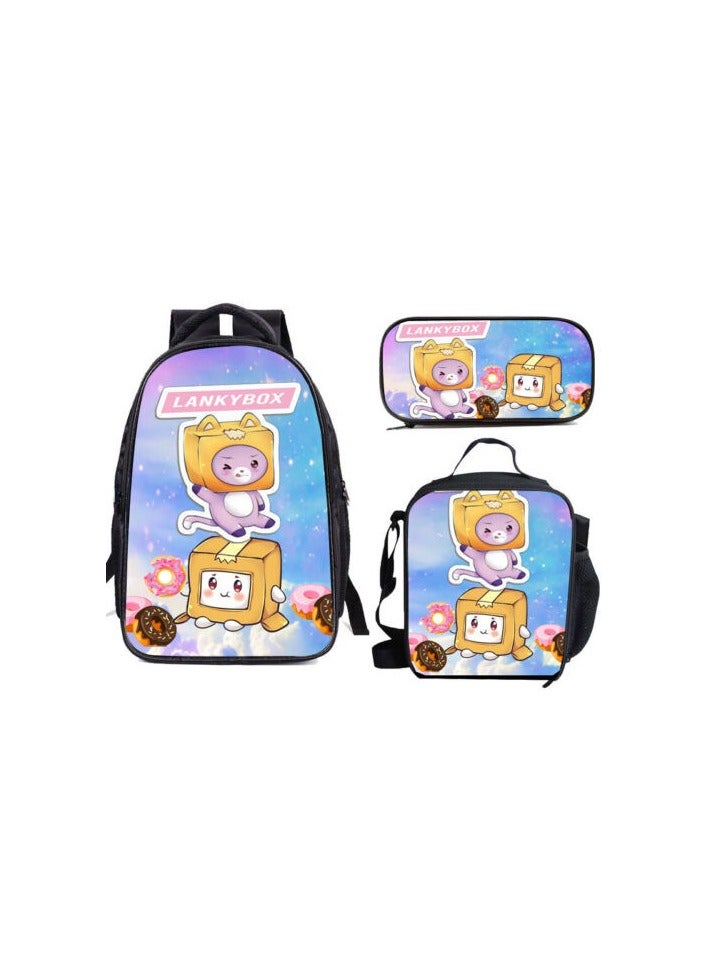 SKT Shiketro lankybox cartoon print school bag kindergarten lunch bag shoulder bag primary school student pencil bag backpack  - Image 1