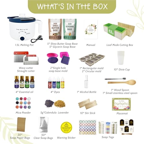 PIUH Premium Soap Making Kit for Adults Making Soaps, DIY Soap Making Kits with Soap Melter, Natural Melt and Pour Soap Base, Soap Loaf Mold and Supplies for Adults Begineers Homemade Soap Kit - Image 2