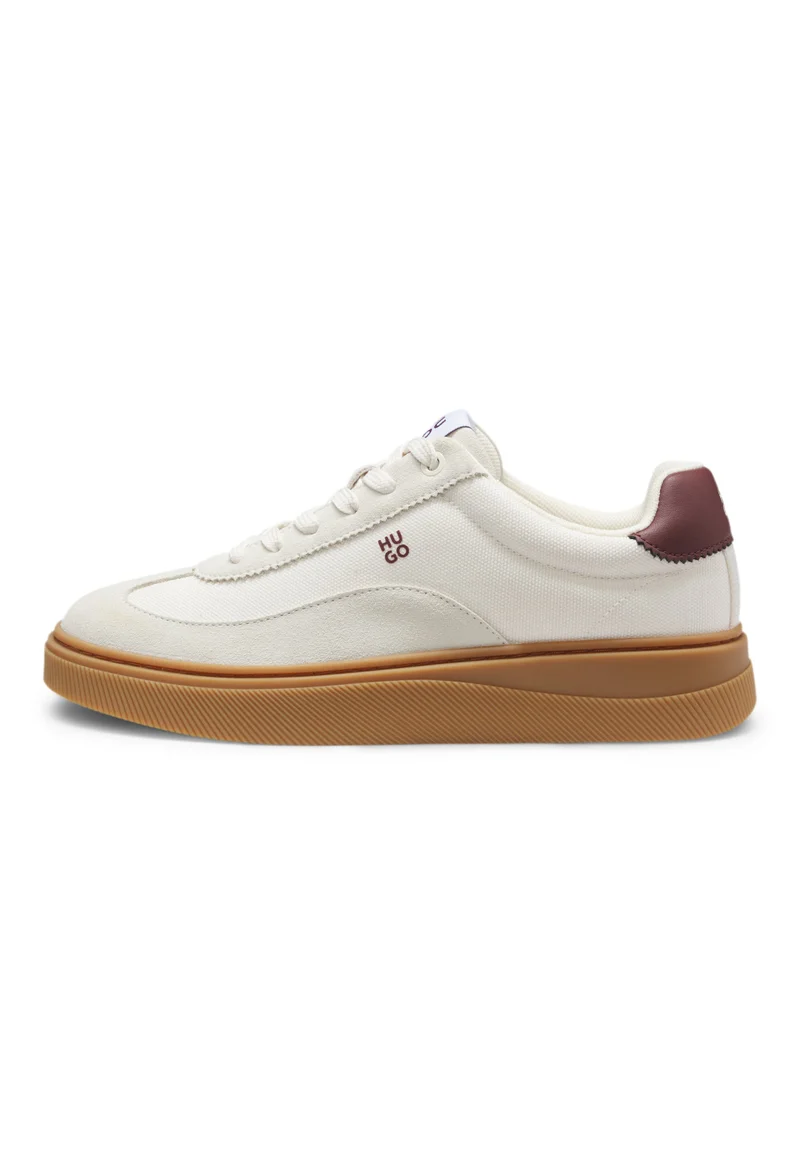 HUGO beige Suede-and-canvas sneakers with logo details for Women | Best Price UAE
