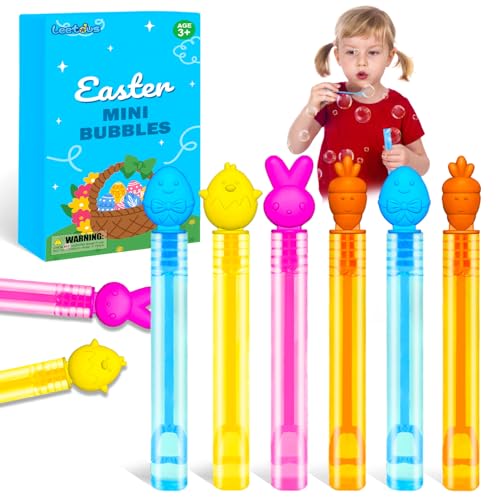 Leetous 24 Pack Easter Mini Bubbles Wands Party Favors for Kids Spring Toys Gifts Basket Stuffers for Toddlers Non Candy Easter Goody Treat Bag Fillers for Boy Girl Small Trinket Prize for Classroom School - Image 1