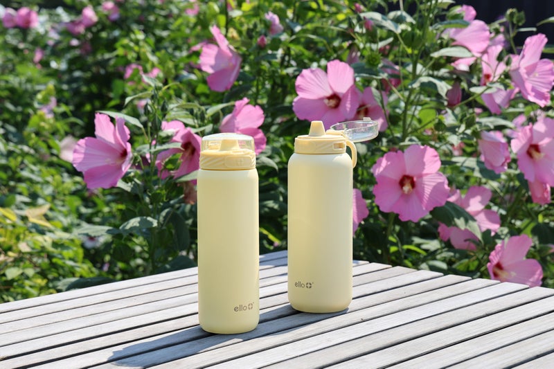 Ello Cooper 22oz Stainless Steel Water Bottle Vacuum Insulated with Straw and Carry Handle, Leak Proof Locking Lid with Soft Silicone Spout, Dishwasher Safe, Butter Yellow - Image 2