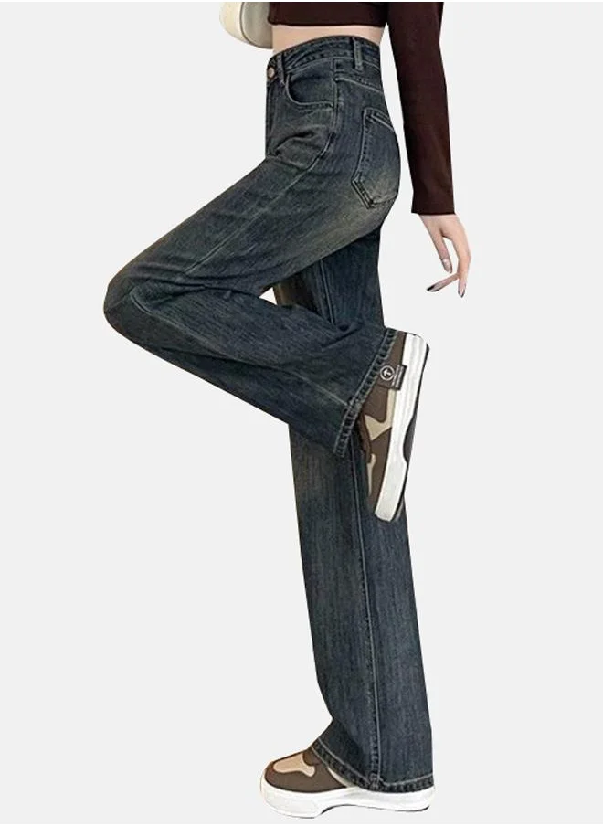 يونيكي Blue Cotton Regular Fit High-Rise Jeans