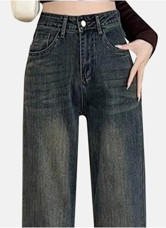 يونيكي Blue Cotton Regular Fit High-Rise Jeans