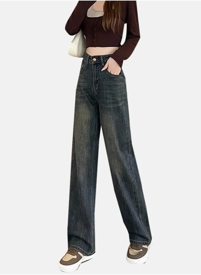 يونيكي Blue Cotton Regular Fit High-Rise Jeans