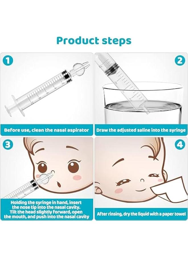 جونيس Baby Nasal Aspirator Professional Rinse Syringe, 6-Pack Baby Nasal Irrigator System Nose Wash Syringe Portable Infant Nose Cleaner Quick Rinse Device, Nose Sucker for Kids Children (Transparent) - Image 4