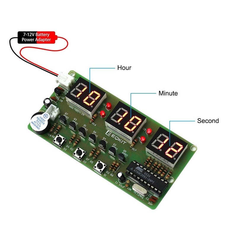 Pro3D 6Bits AT89C2051 LED Chip Electronic Alarm Clock DIY Kit - Image 1