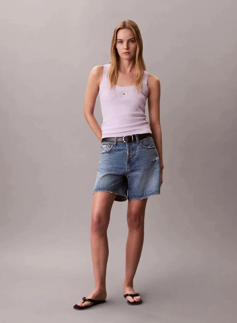 Calvin Klein Island Lilac Logo Patch Rib-Knit Tank Top for Women | Best Price UAE
