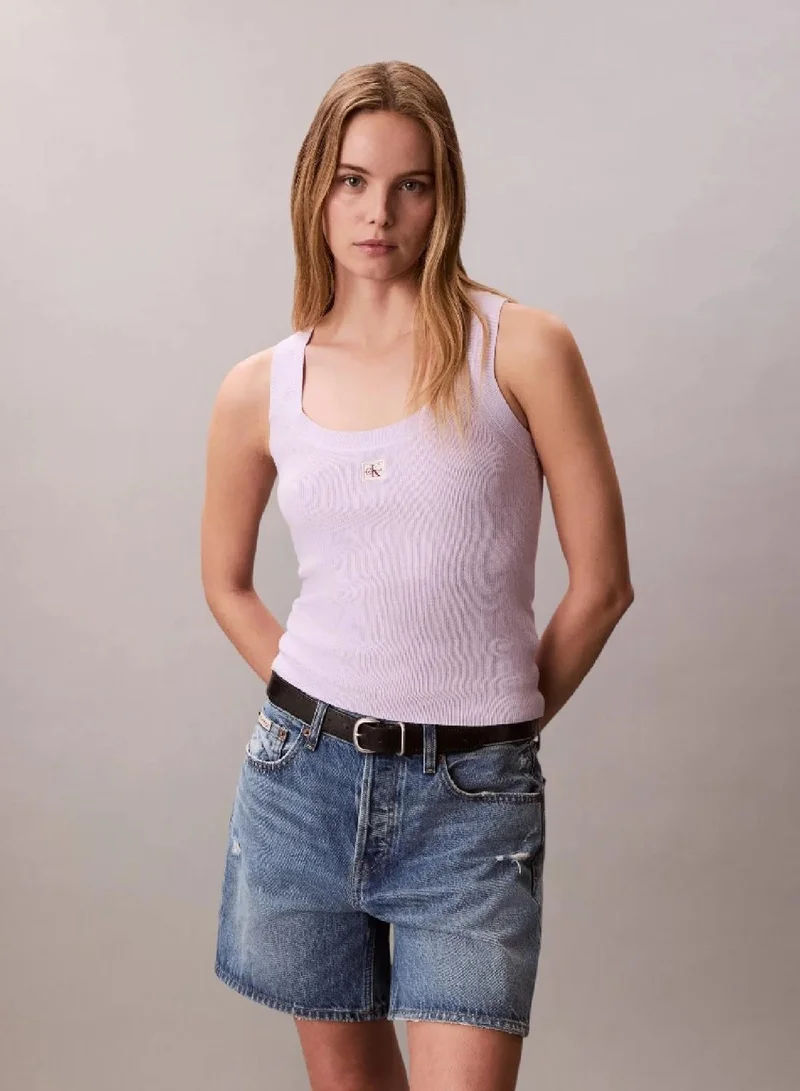 Logo Patch Rib-Knit Tank Top