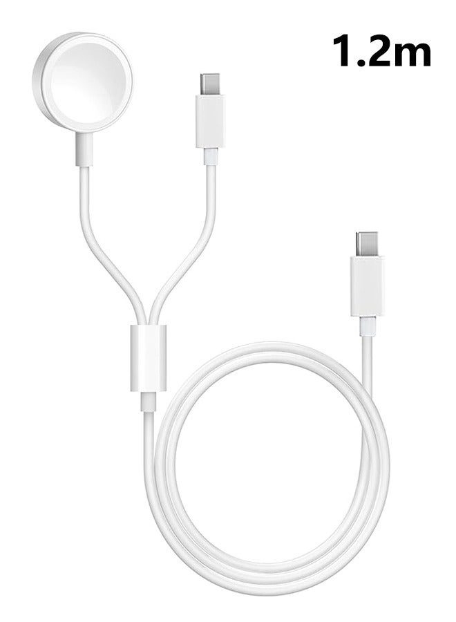 أوليسون لشاحن ساعة أبل ، شاحن سفر آيفون وساعة ، 2 في 1 سلك USB C ، شحن سريع مغناطيسي iWatch متوافق مع سلسلة آيفون iWatch 10 / 9 / 8 / 7 / 6 / Ultra2 / SE2 / 5 و آيفون 16 15 ، (1.2m) أبيض - Image 1