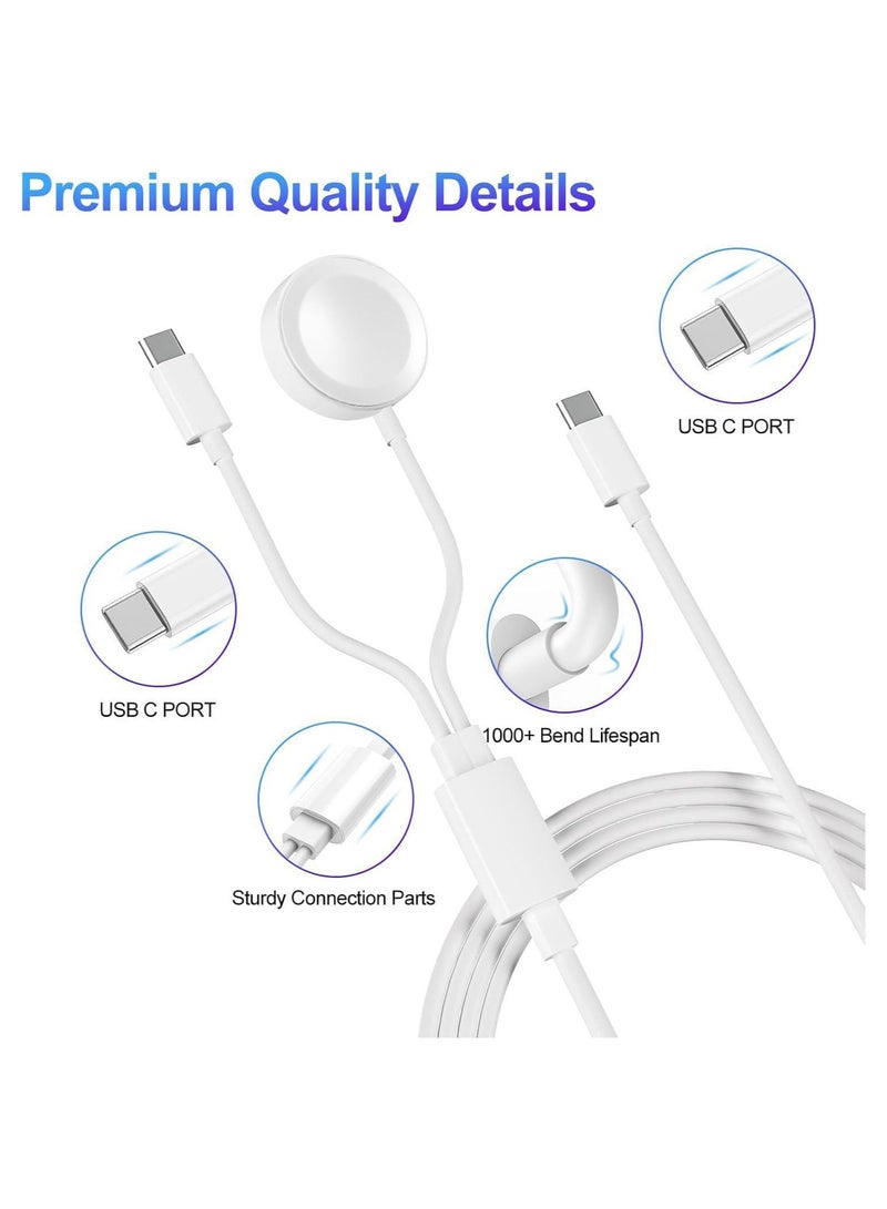 أوليسون لشاحن ساعة أبل ، شاحن سفر آيفون وساعة ، 2 في 1 سلك USB C ، شحن سريع مغناطيسي iWatch متوافق مع سلسلة آيفون iWatch 10 / 9 / 8 / 7 / 6 / Ultra2 / SE2 / 5 و آيفون 16 15 ، (1.2m) أبيض - Image 3