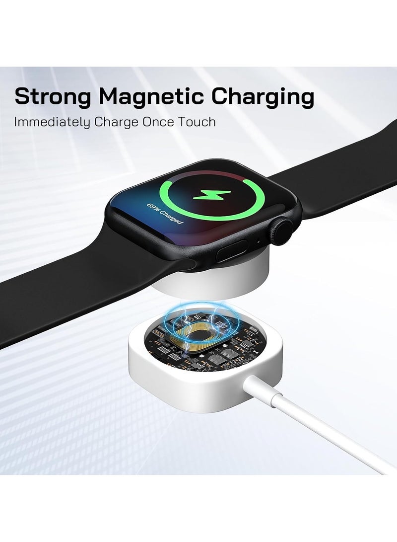 أوليسون لشاحن ساعة أبل ، شاحن سفر آيفون وساعة ، 2 في 1 سلك USB C ، شحن سريع مغناطيسي iWatch متوافق مع سلسلة آيفون iWatch 10 / 9 / 8 / 7 / 6 / Ultra2 / SE2 / 5 و آيفون 16 15 ، (1.2m) أبيض - Image 4