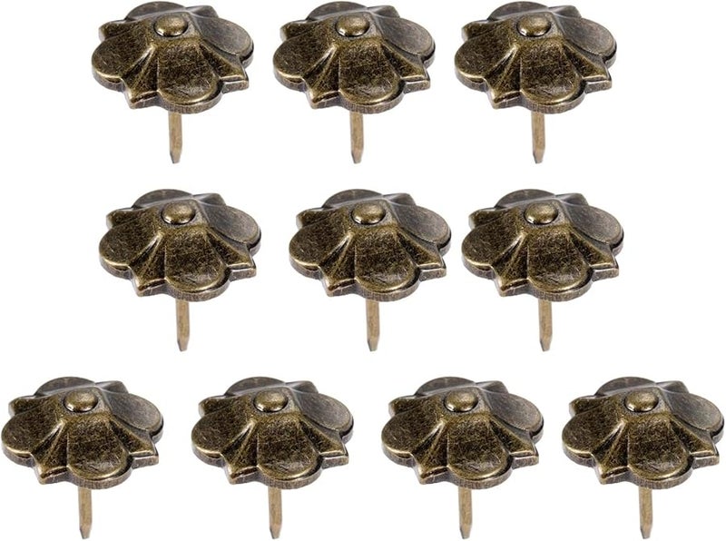 10Pcs 20x22mm Antique Brass Upholstery Nail Studs For Furniture Sofa Wood Box - Image 1