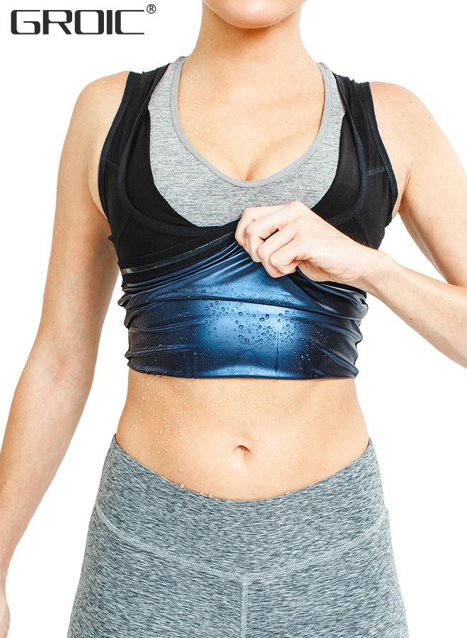 GROIC Sauna Vest Sweat Suit Shapewear Tank Top Workout Weight Loss Body Sweatsuit Exercise Fitness Gym,Sauna Suit Sweat Vest Waist Trainer - Image 1