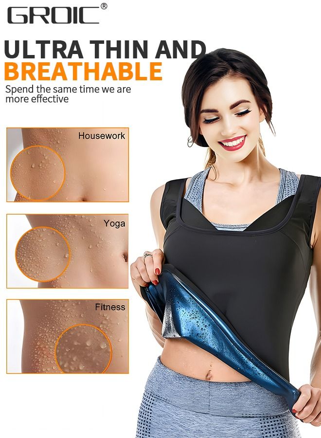GROIC Sauna Vest Sweat Suit Shapewear Tank Top Workout Weight Loss Body Sweatsuit Exercise Fitness Gym,Sauna Suit Sweat Vest Waist Trainer - Image 4