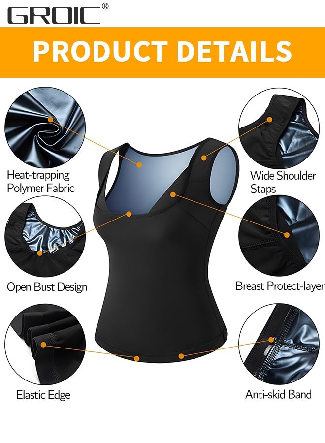 GROIC Sauna Vest Sweat Suit Shapewear Tank Top Workout Weight Loss Body Sweatsuit Exercise Fitness Gym,Sauna Suit Sweat Vest Waist Trainer - Image 3