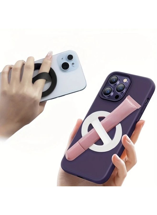 2pcs Random Color Phone Case Silicone Ring Holder Adjustable Stand Ergonomic Grip - Image 1