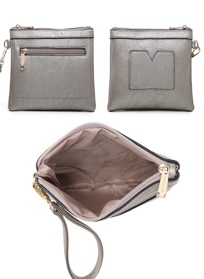 داسين حقائب داسين النسائية، حقائب كتف من الجلد النباتي، حقائب عمل نسائية مع حقيبة يد متناسقة (لون البيوتر) - Image 5