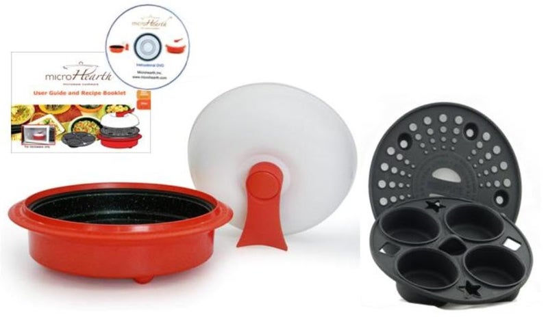 Microhearth 1.5-Quart Nonstick 4-piece Everyday Pan Set for Microwave Cooking, Red - Image 1