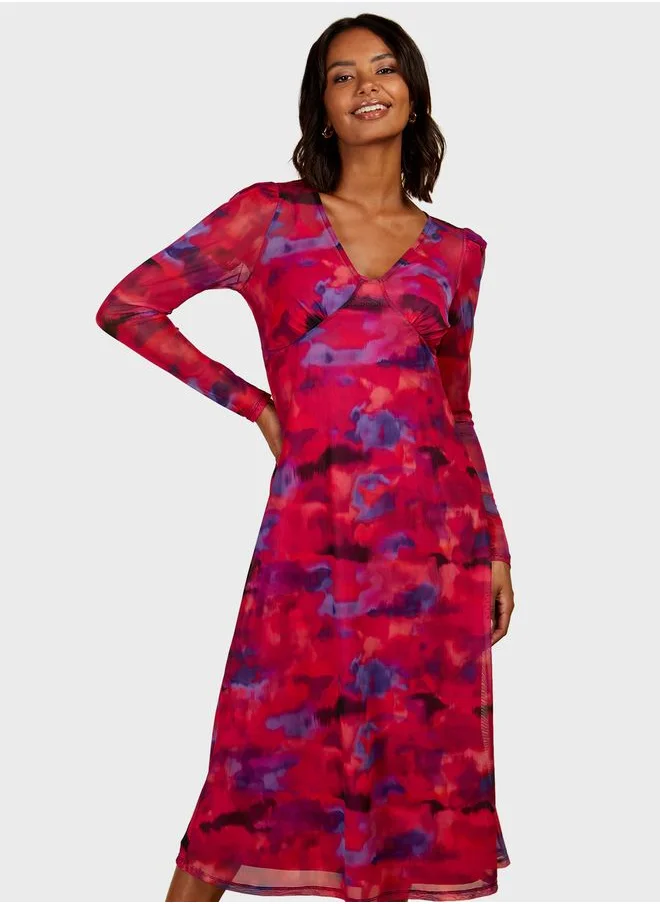 Little Mistress V-Neck Floral Printed Dress