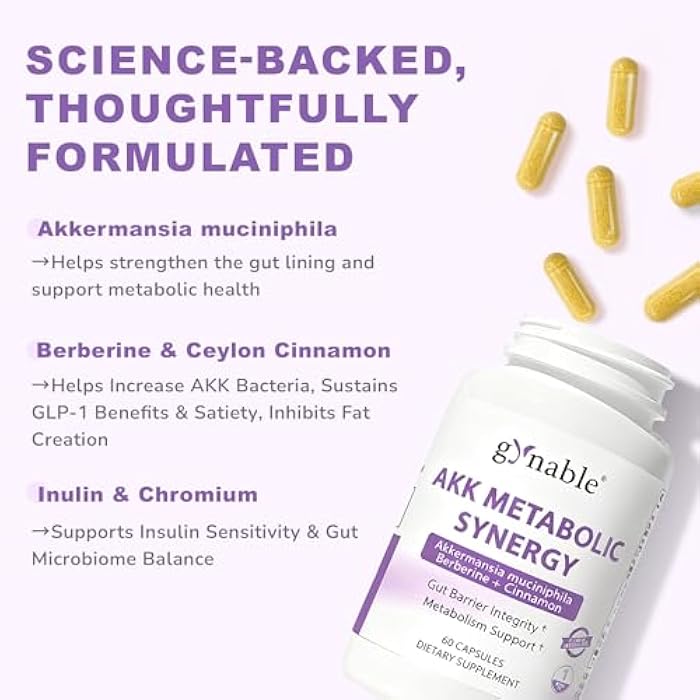 GLP-1 Supplement for Weight Loss & Appetite Control: Akkermansia Muciniphila Probiotic for Women and Men with Berberine, Inulin (Third-Party Tested) Supports Gut, Digestion, Metabolic, 60 Counts - Image 3
