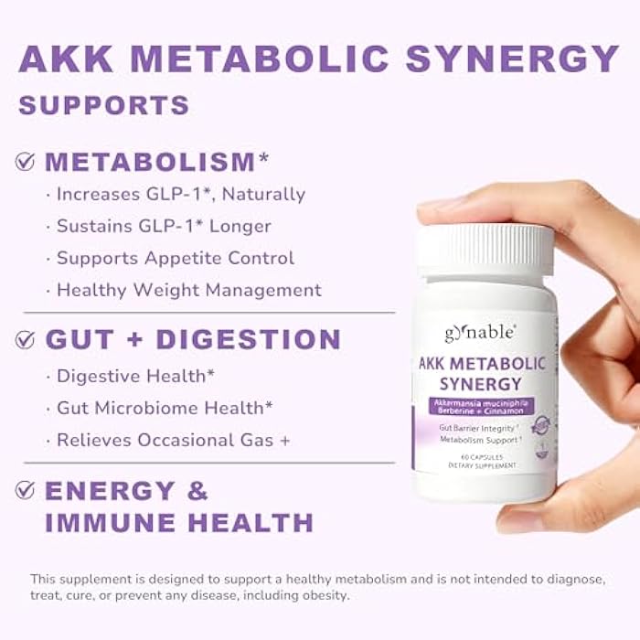 GLP-1 Supplement for Weight Loss & Appetite Control: Akkermansia Muciniphila Probiotic for Women and Men with Berberine, Inulin (Third-Party Tested) Supports Gut, Digestion, Metabolic, 60 Counts - Image 2