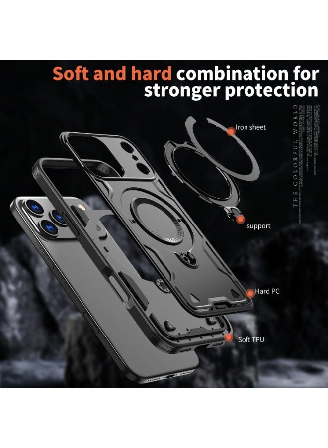 general for iPhone 17 Pro Max Phone Case, Full Camera Protection Hard PC + Soft TPU Shell Bumper Shockproof 360° Rotating Ring Stand Anti-Scratch Cover for iPhone 17 Pro Max - Image 4