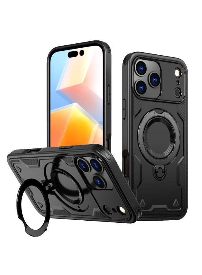 general for iPhone 17 Pro Max Phone Case, Full Camera Protection Hard PC + Soft TPU Shell Bumper Shockproof 360° Rotating Ring Stand Anti-Scratch Cover for iPhone 17 Pro Max - Image 1