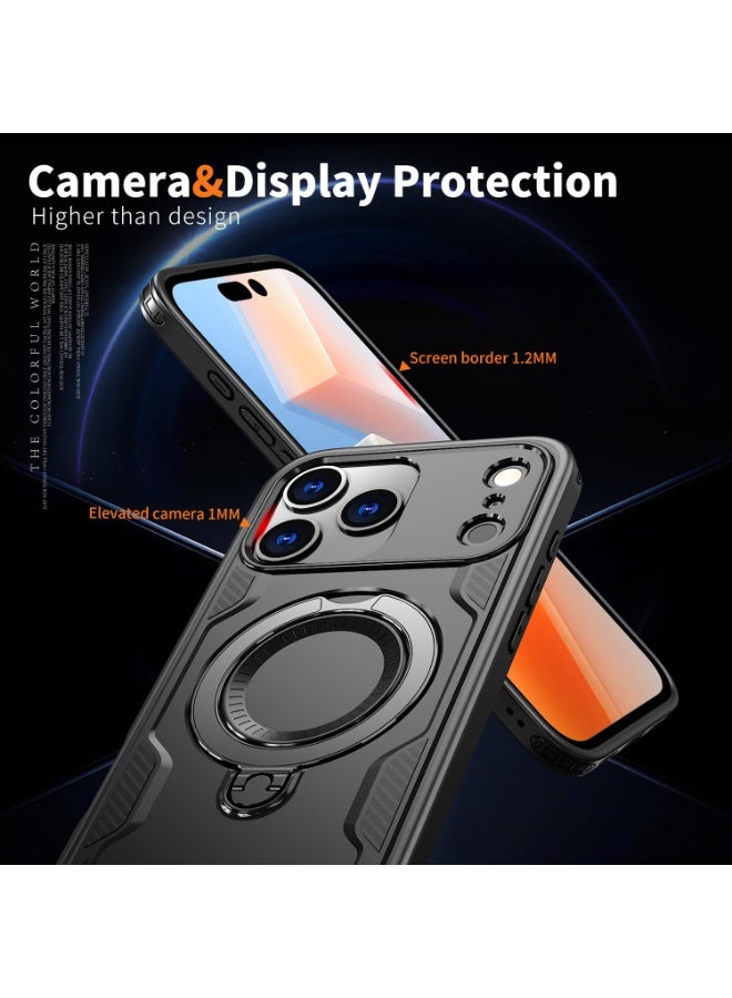 general for iPhone 17 Pro Max Phone Case, Full Camera Protection Hard PC + Soft TPU Shell Bumper Shockproof 360° Rotating Ring Stand Anti-Scratch Cover for iPhone 17 Pro Max - Image 5